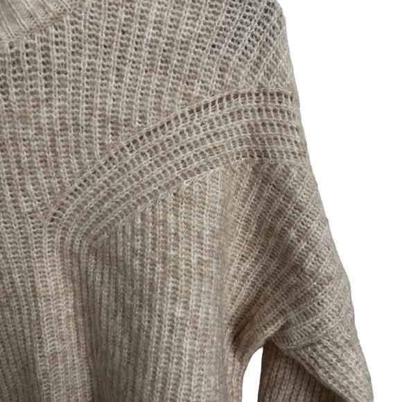 Madewell Belfiore Ribbed Pullover Sweater Wool Blend Oatmeal Tan Office Cabin S - Picture 5 of 9